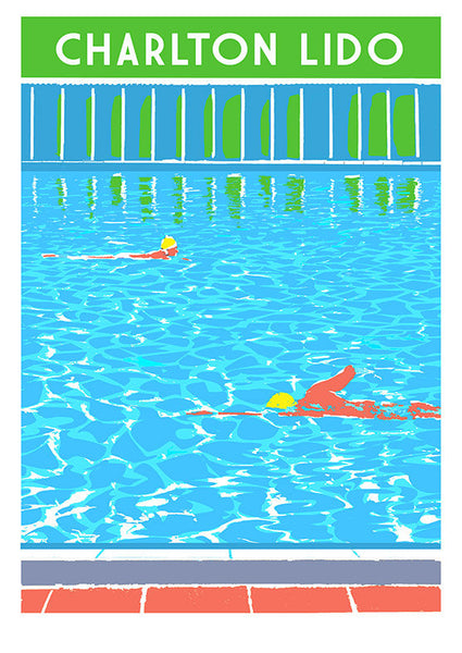 Charlton Lido print - Limited Edition A3 Giclee Art - Red Faces Prints