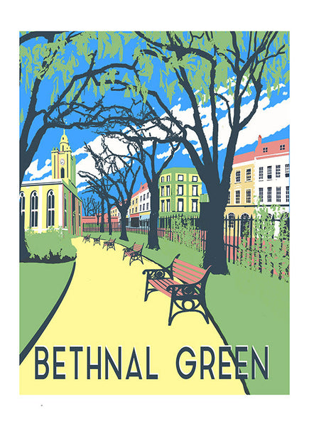 Bethnal Green Screen Print, A3 Limited Edition London Art - Red Faces Prints