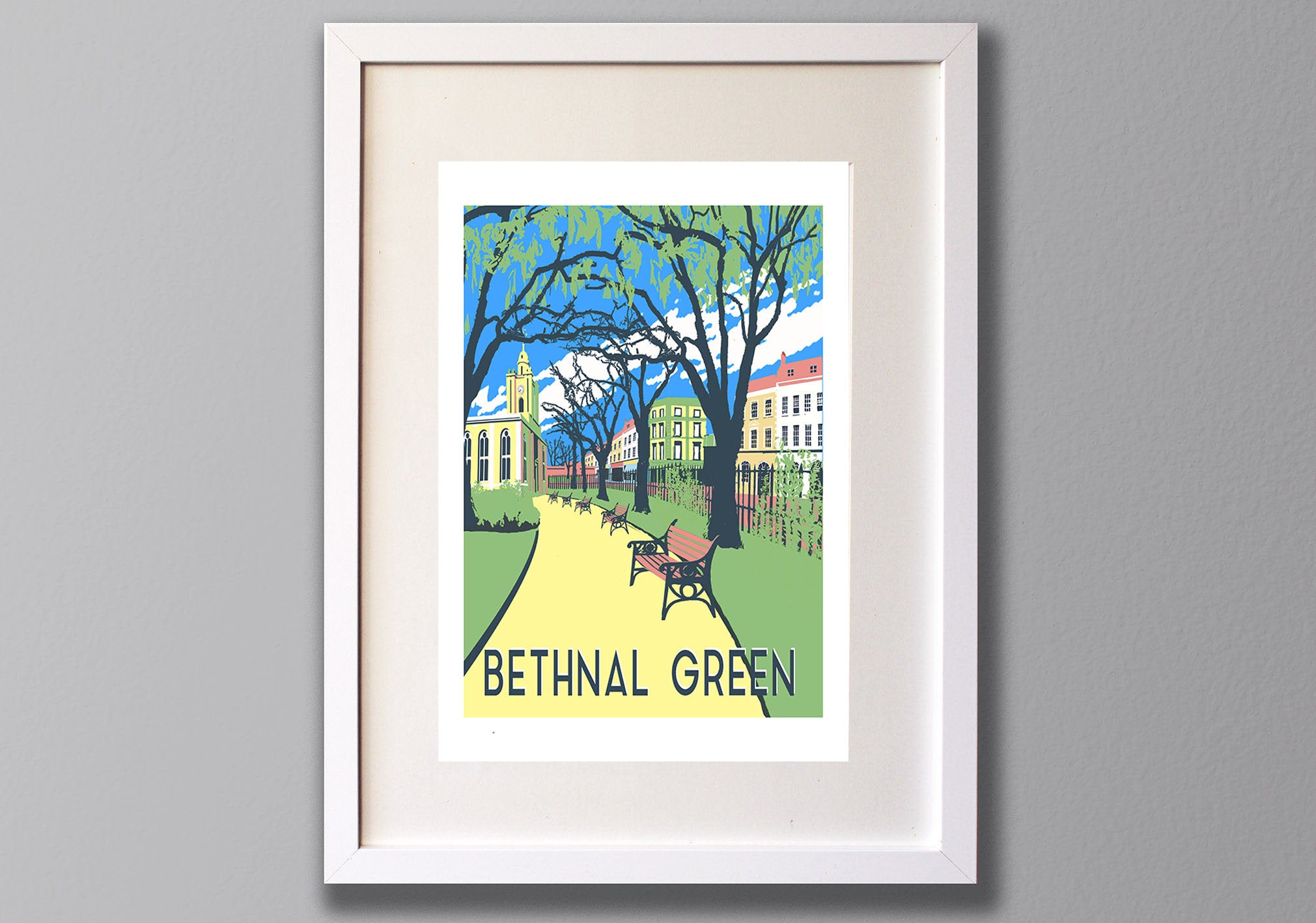 Bethnal Green Screen Print, A3 Limited Edition London Art - Red Faces Prints