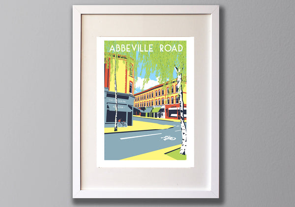 Abbeville Road Screen Print, Limited Edition Art, A3 London Illustration - Red Faces Prints