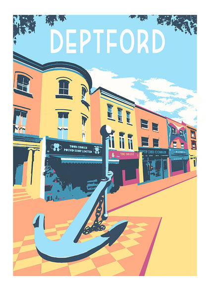 Deptford Screenprint - Limited Edition London Print A3 - Red Faces Prints
