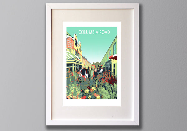 Columbia Road Flower Market Screen Print - A3 Limited Edition London Art - Red Faces Prints