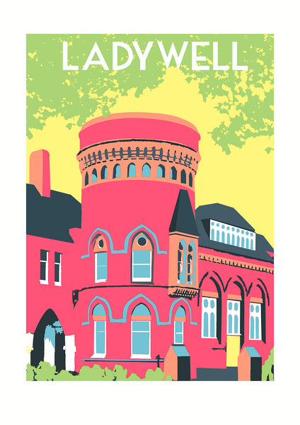 Ladywell Playtower Print, Limited Edition A3 Screen Print - Red Faces Prints