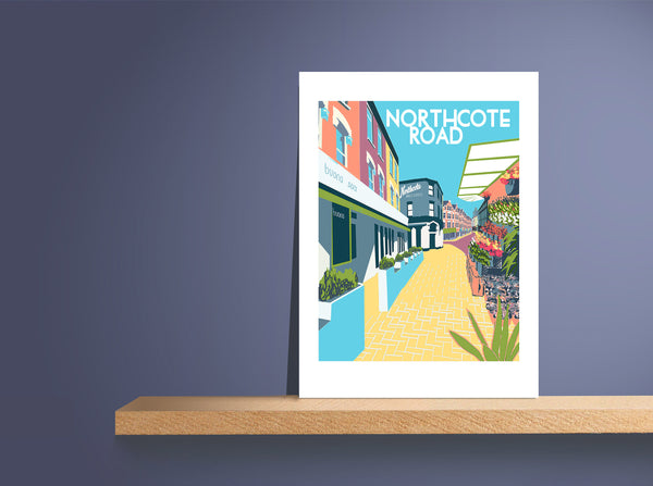 Northcote Road Screen Print, unframed on shelf 