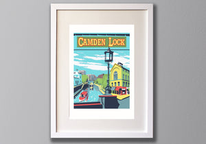 Camden Lock Screen Print, A3 Limited Edition London Art - Red Faces Prints