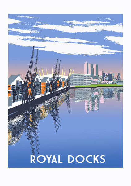 Royal Docks Print, Limited Edition London Giclee Art A3 - Red Faces Prints