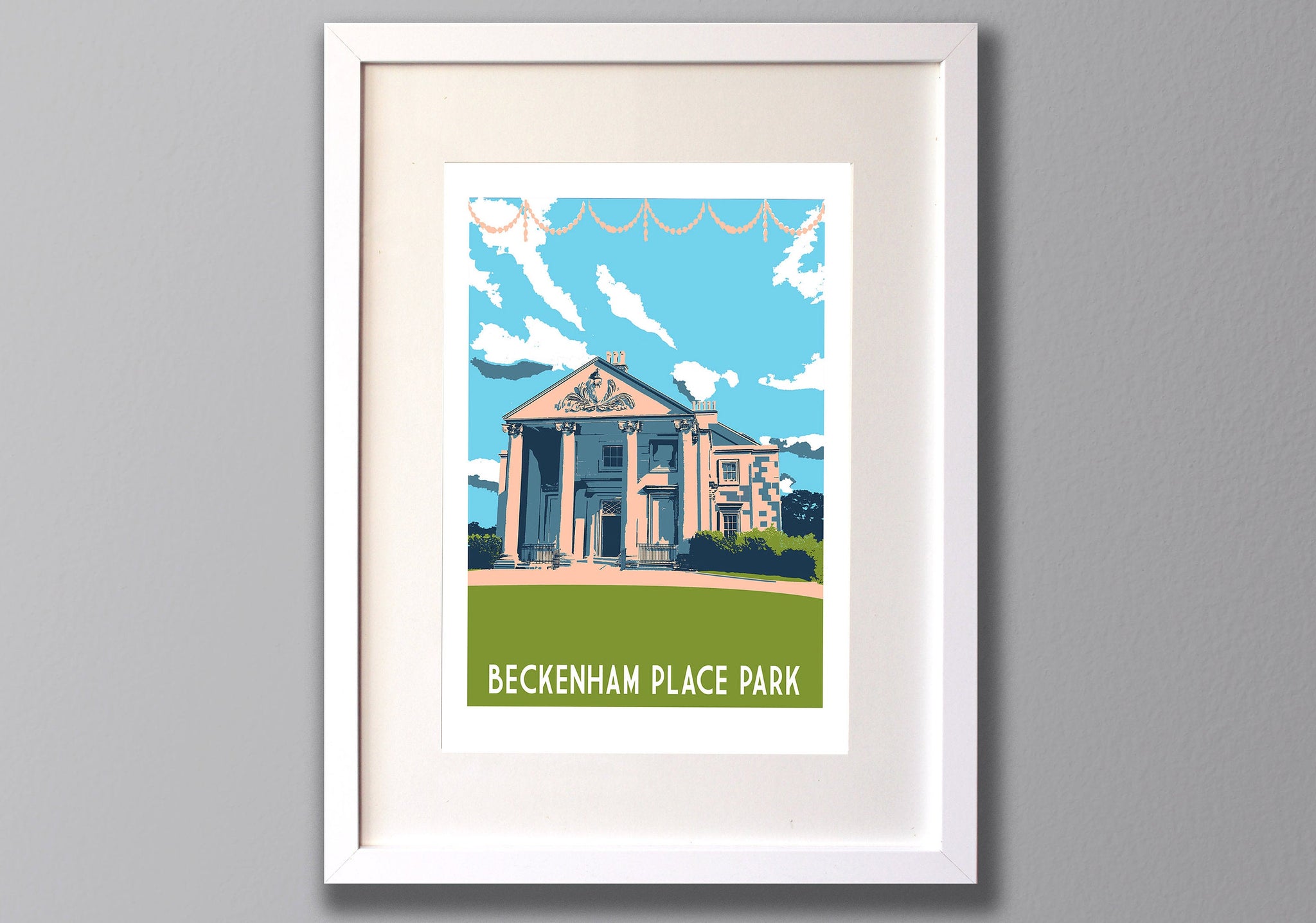 Beckenham Place Park Mansion screen print framed
