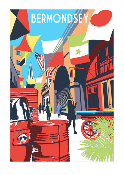Bermondsey Screen Print - A3 Limited Edition Art - Red Faces Prints