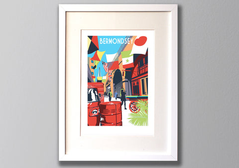 Bermondsey Screen Print - A3 Limited Edition Art Framed - Red Faces Prints