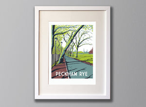 Peckham Rye Print, Framed A3  - Red Faces Prints