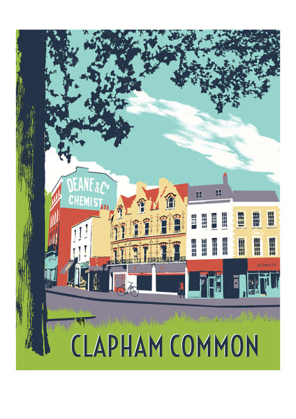 Clapham Common Screen print - A3 Limited Edition London Art - Red Faces Prints