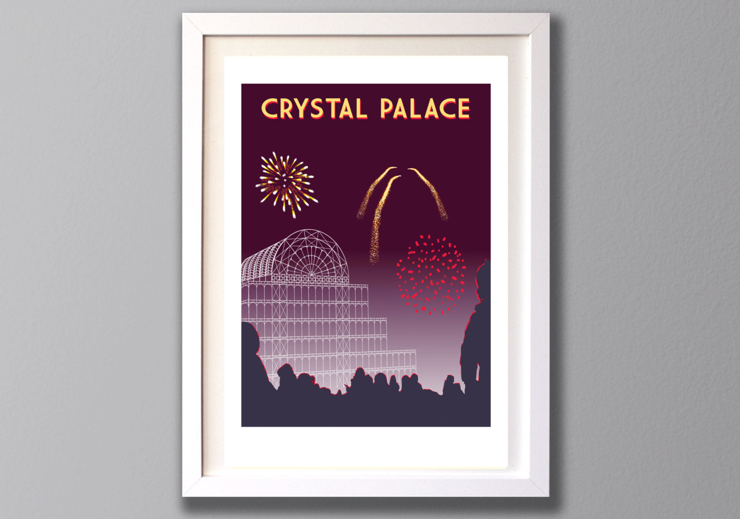Crystal Palace Fireworks Screen Print, , Limited Edition A3 London Art - Red Faces Prints