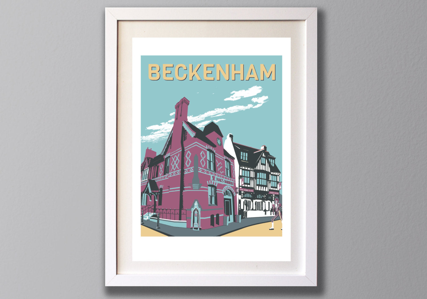 Beckenham Art Print - A3 Limited Edition Giclee - Red Faces Prints
