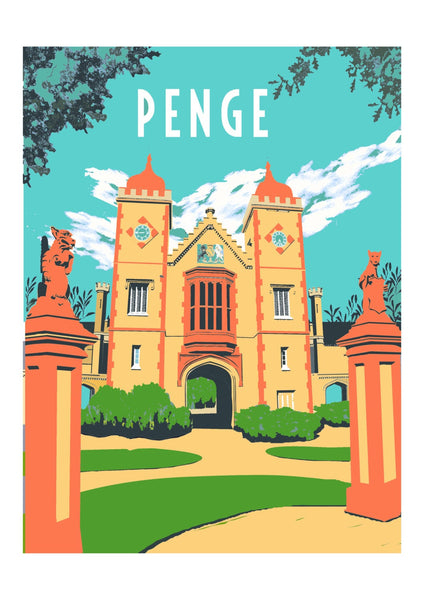 Penge Almshouses Screen Print, Limited Edition A3 Art - Red Faces Prints