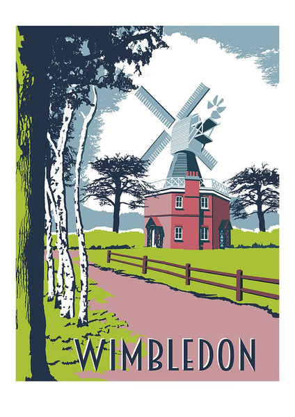 Wimbledon Common - A3 Screen Print - Limited Edition - FRAMED - Red Faces Prints
