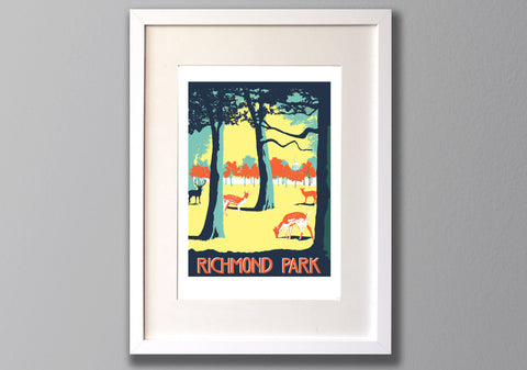 Richmond Park Screen Print, Limited Edition Local London Art - Red Faces Prints